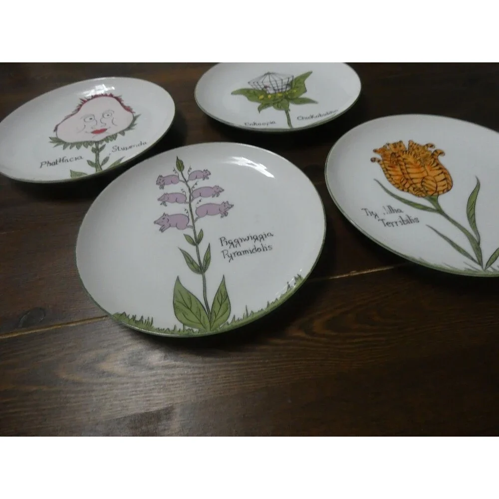 Franci Villa Vanilla Palm Beach Set 4 Salad Plates Illustrated Taste Setter 7.5